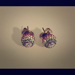 Hillberg and Berk Rainbow Sparkle Ball Earrings